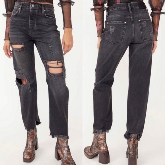 Free People Denim - NWT Free People Baggy Tapered Boyfriend Jeans in Obsidian Black